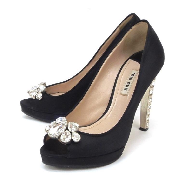 ✨極美品✨ミュウミュウ パンプス ビジュー ハイヒール 39サイズ 楽天市場】ミュウミュウ miumiu ヒールパンプス オープントゥ ビジュー