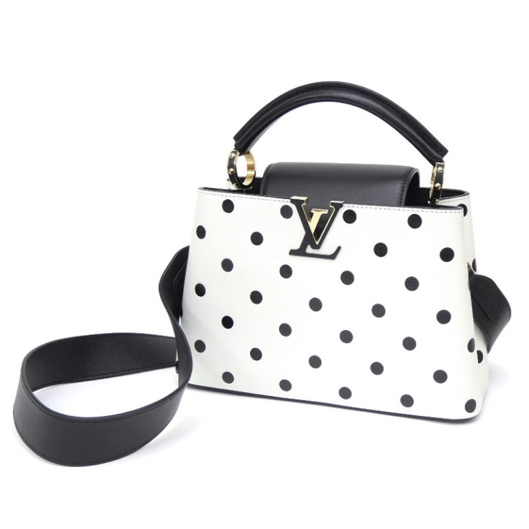 ルイ・ヴィトン LOUISVUITTON ハンドバッグ カプシーヌ BB 2WAY ショルダーバッグ M20373 白黒ドット レザー 【中古】(65568)