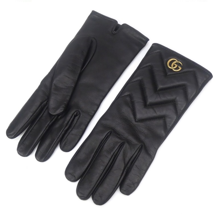 So【新品未使用】　GUCCI ブラックレザー手袋 楽天市場】GUCCI グッチ 革手袋キャットヘッドロゴベルトホック