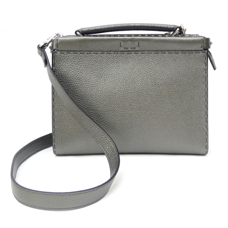 フェンディ FENDI ピーカブーフィットミニ 2WAY 薄墨色 なめし革 【中古】(68667)
