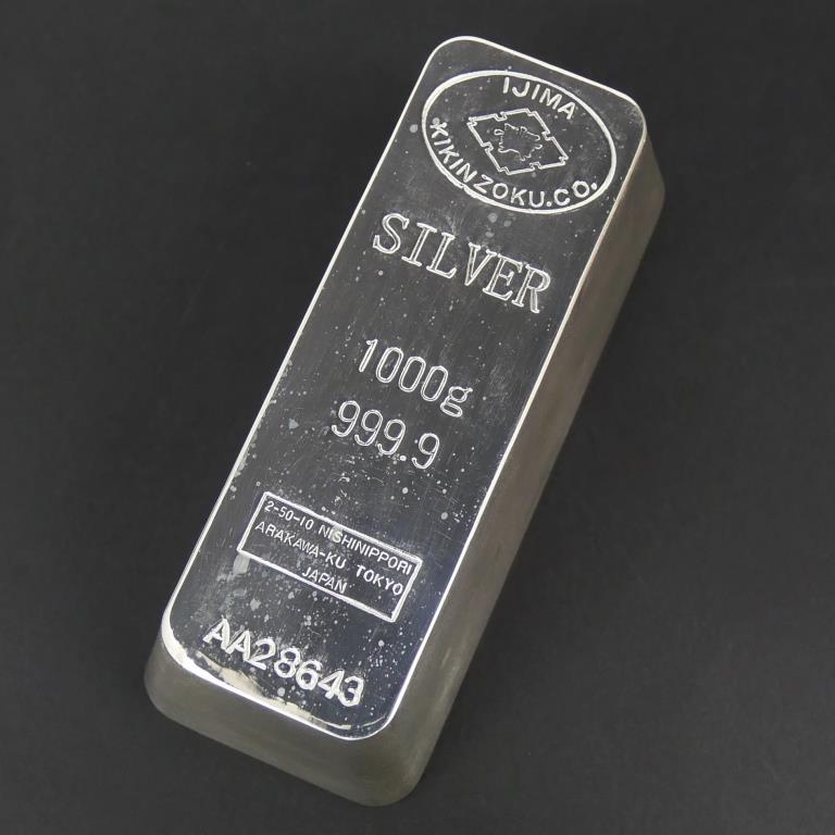 井島貴金属 純銀 インゴット ingot シルバーバー 1000g(1kg)(67897)