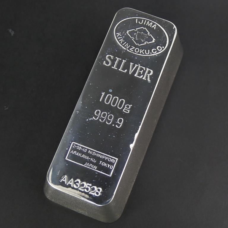 井島貴金属 純銀 インゴット ingot シルバーバー 1000g(1kg)(67898)