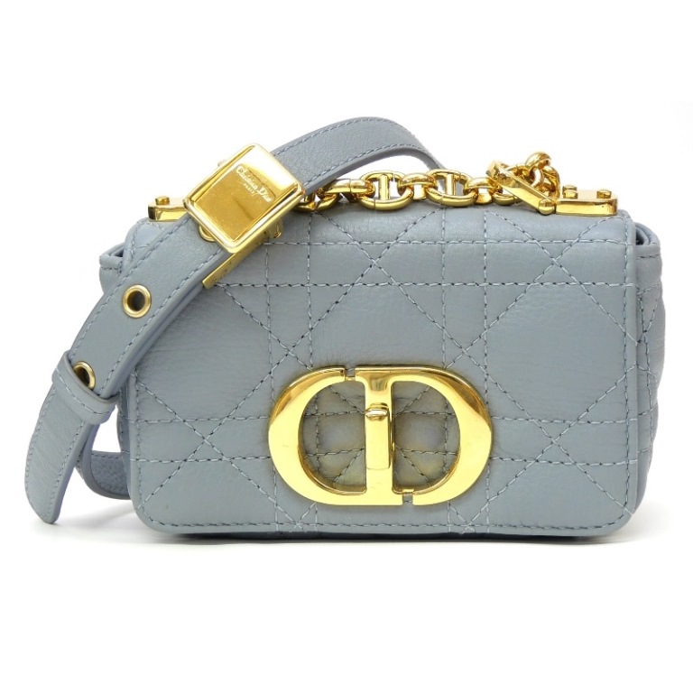 C・ディオール Christian Dior カロスモールカナージュ ショルダーバッグ ブルー レザー 【中古】(69968)｜堀田商事質店　店