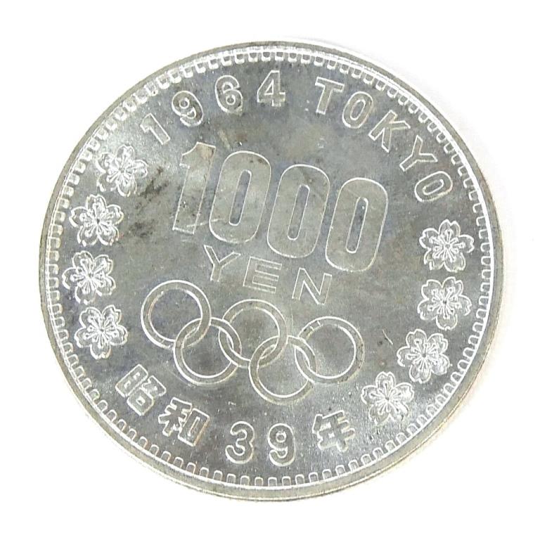 昭和39年 東京オリンピック 1000円銀貨 TOKYO 並品 記念貨幣 記念硬貨 記念銀貨 1964年 【中古】(70457)