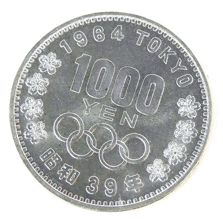 昭和39年 東京オリンピック 1000円銀貨 TOKYO 並品 記念貨幣 記念硬貨 記念銀貨 1964年 【中古】(70463)