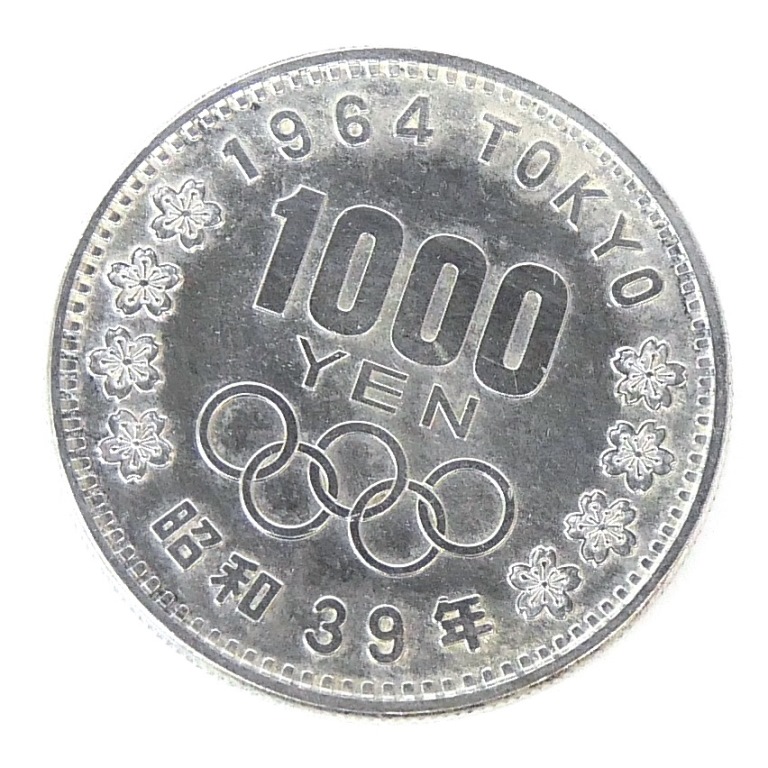 昭和39年 東京オリンピック 1000円銀貨 TOKYO 並品 記念貨幣 記念硬貨 記念銀貨 1964年 【中古】(70534)