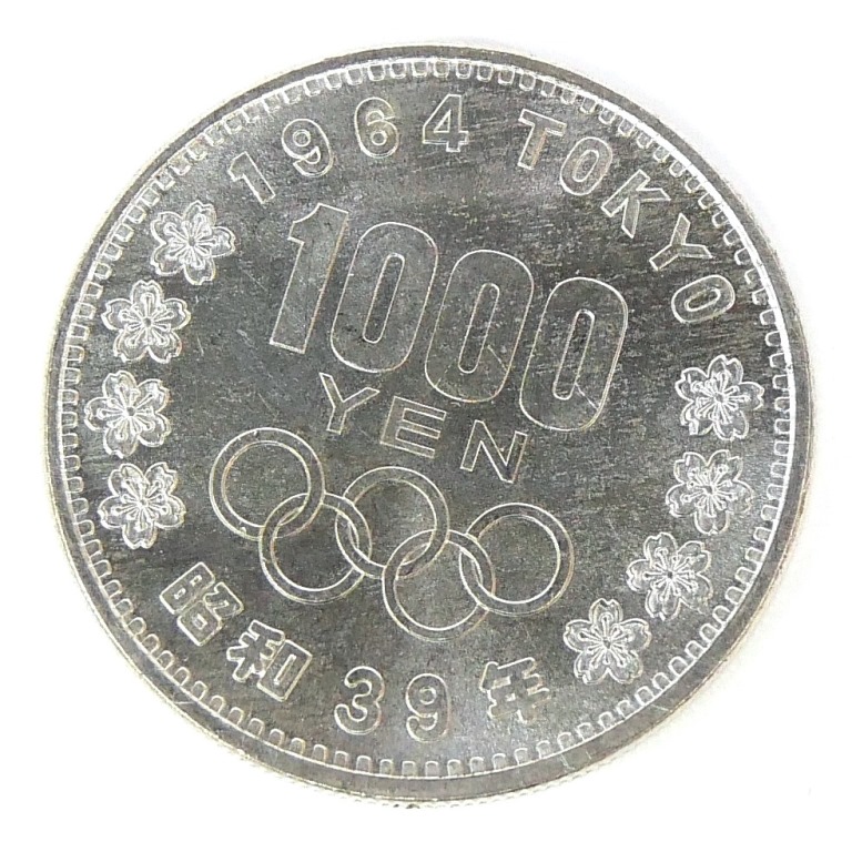 昭和39年 東京オリンピック 1000円銀貨 TOKYO 並品 記念貨幣 記念硬貨 記念銀貨 1964年 【中古】(70535)