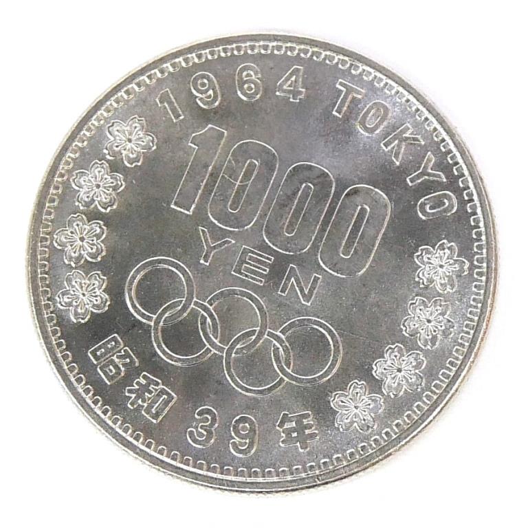 昭和39年 東京オリンピック 1000円銀貨 TOKYO 並品 記念貨幣 記念硬貨 記念銀貨 1964年 【中古】(70537)