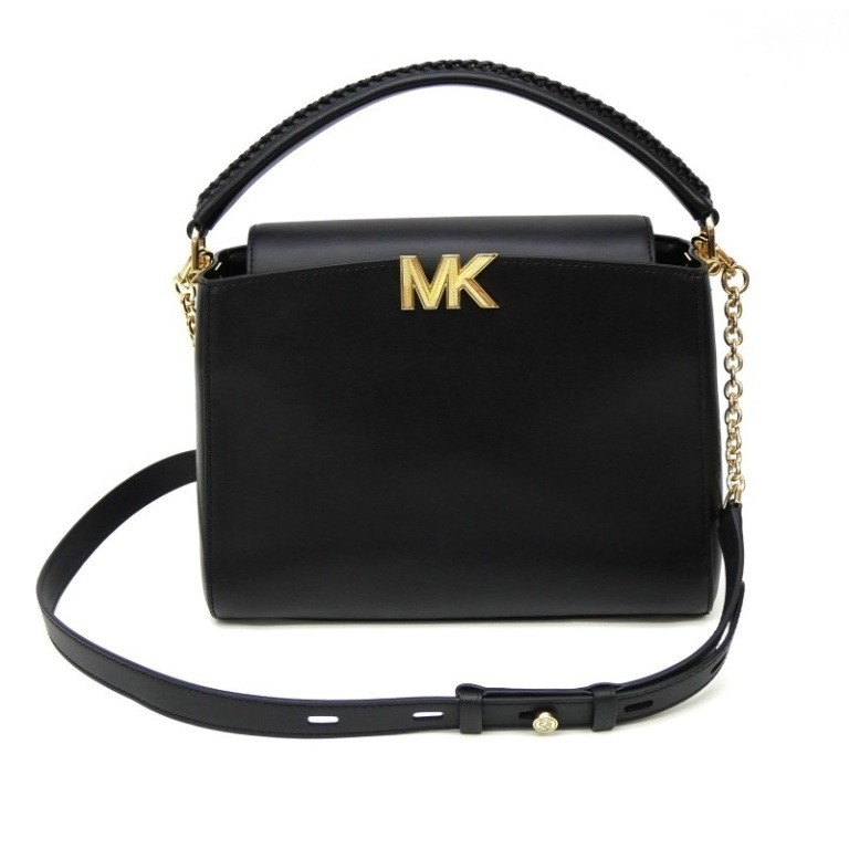 マイケル教育課程 MICHAEL KORS KARLIE  2WAY御徒面子 黒 なめし革 【中古】(70734)