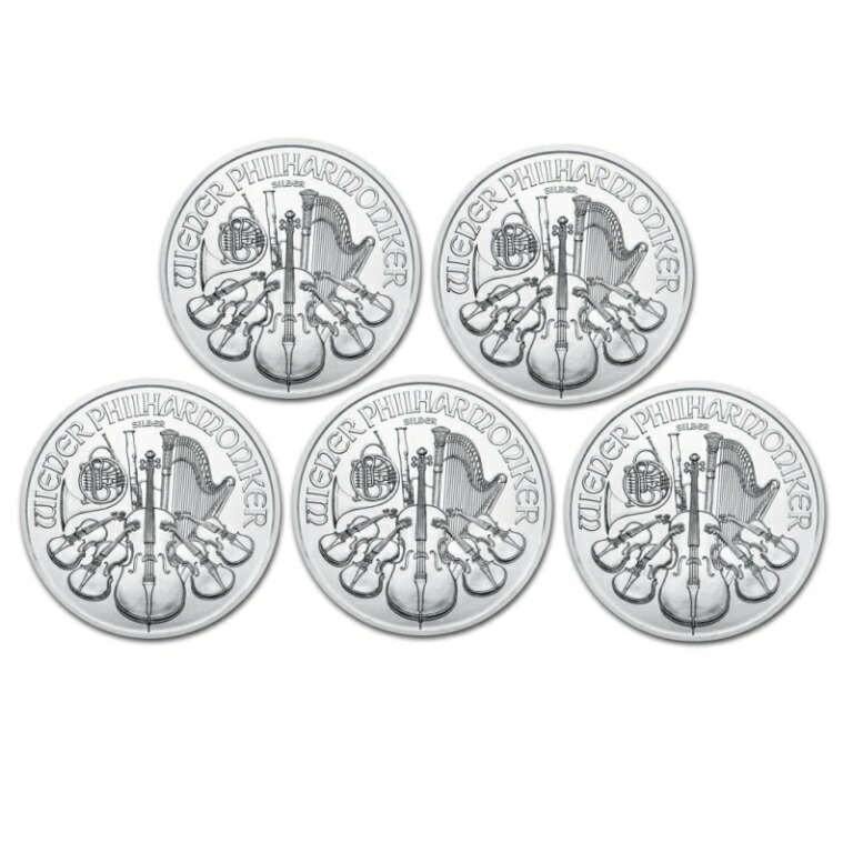 【2025年】銀貨 ウィーン銀貨 1オンス 5枚セット（5オンス） クリアケース入り 1oz オーストリア造幣局発行 Silver Coin(55516)