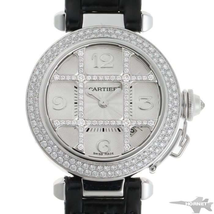 Cartier カルティエ パシャ 32mm グリッド ダイヤ オートマチック Cal.500MC WJ111451 シルバー文字盤　750WG 【中古】【時計】 2120052