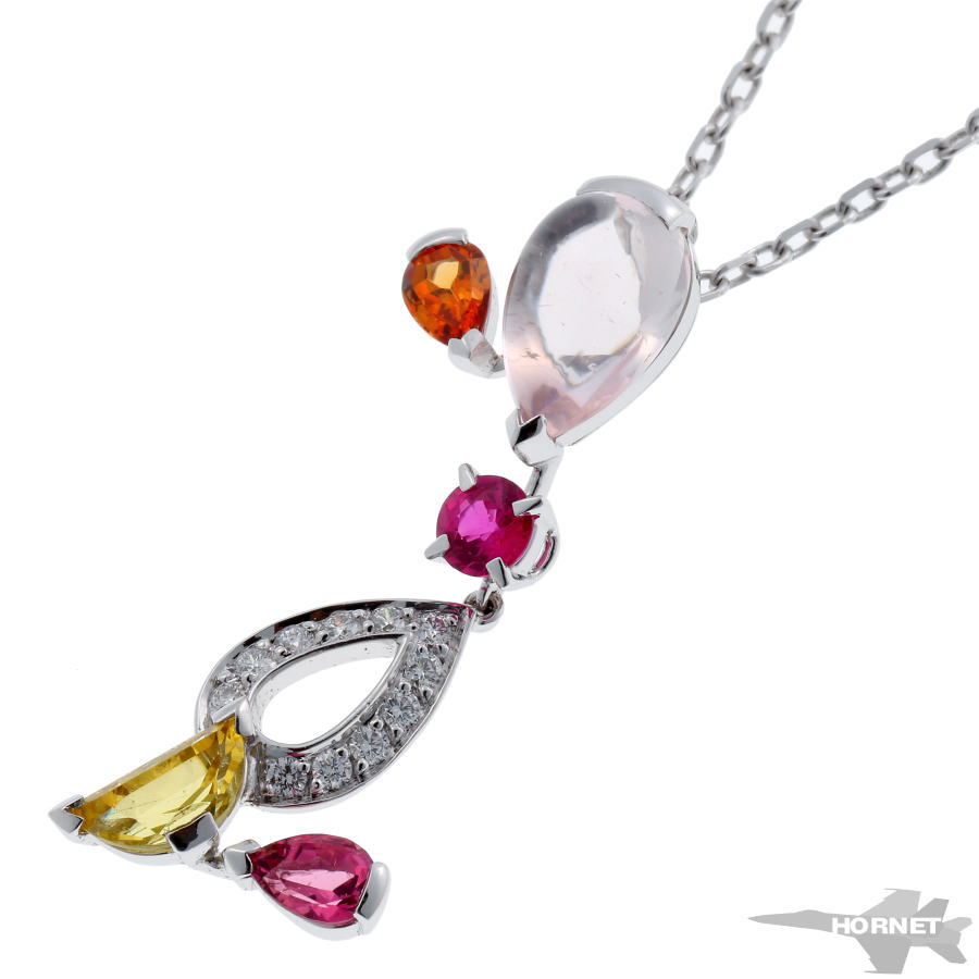 Cartier カルティエ デリス ダイヤ マルチカラーストーン ネックレス ホワイトゴールド 750WG 【中古】【ジュエリー】 2100547｜ホーネットイトウ質店支店