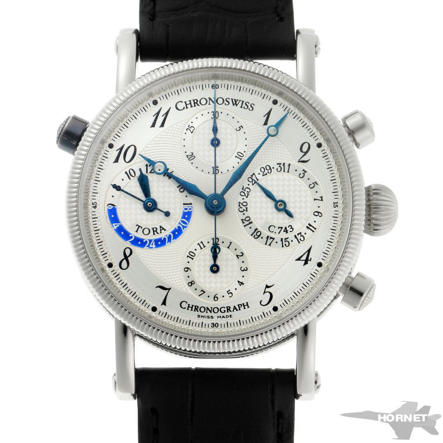 CHRONO SWISS クロノスイス トラ GMT クロノグラフ オートマチック C.743 CH7423 シルバー文字盤 SS 【中古】【時計】 2210095|ホーネットイトウ質店支店