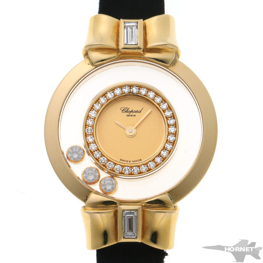 Chopard ショパール ハッピーダイヤモンド リボン ウォッチ クォーツ 20/5334 ゴールド文字盤　750YG 【中古】【時計】 2210303 247,500円
