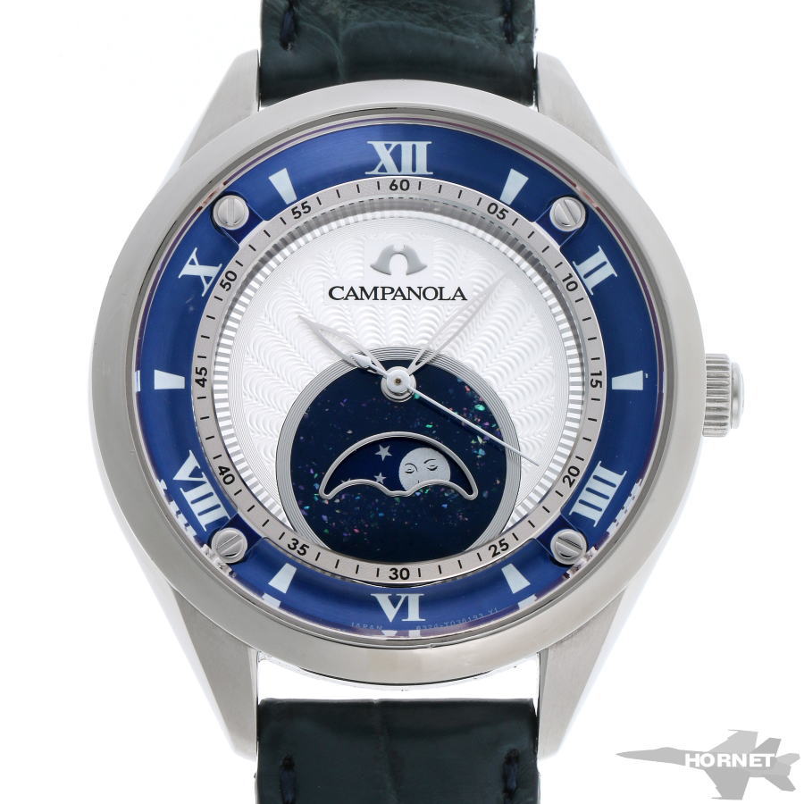 CITIZEN シチズン カンパノラ お月さま位相角 璃朋 石英 EZ2000-06B / 6324-T023959 青色 / しろがね色文字記号盤 SS 【中古】【時辰儀】 2310031