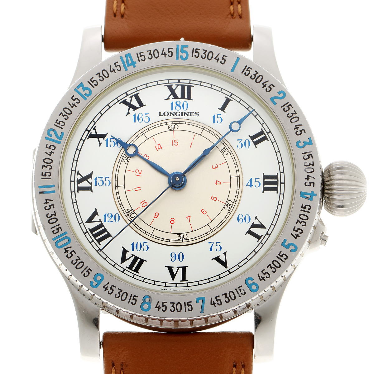 LONGINES ロンジン リンドバーグ アワー一角 手巻 キロカロリー.L876.2 876.5238 白いこと / しろがね色文字記号盤 SS 【中古】【時辰儀】 2410013 メンズ腕時計-腕時計