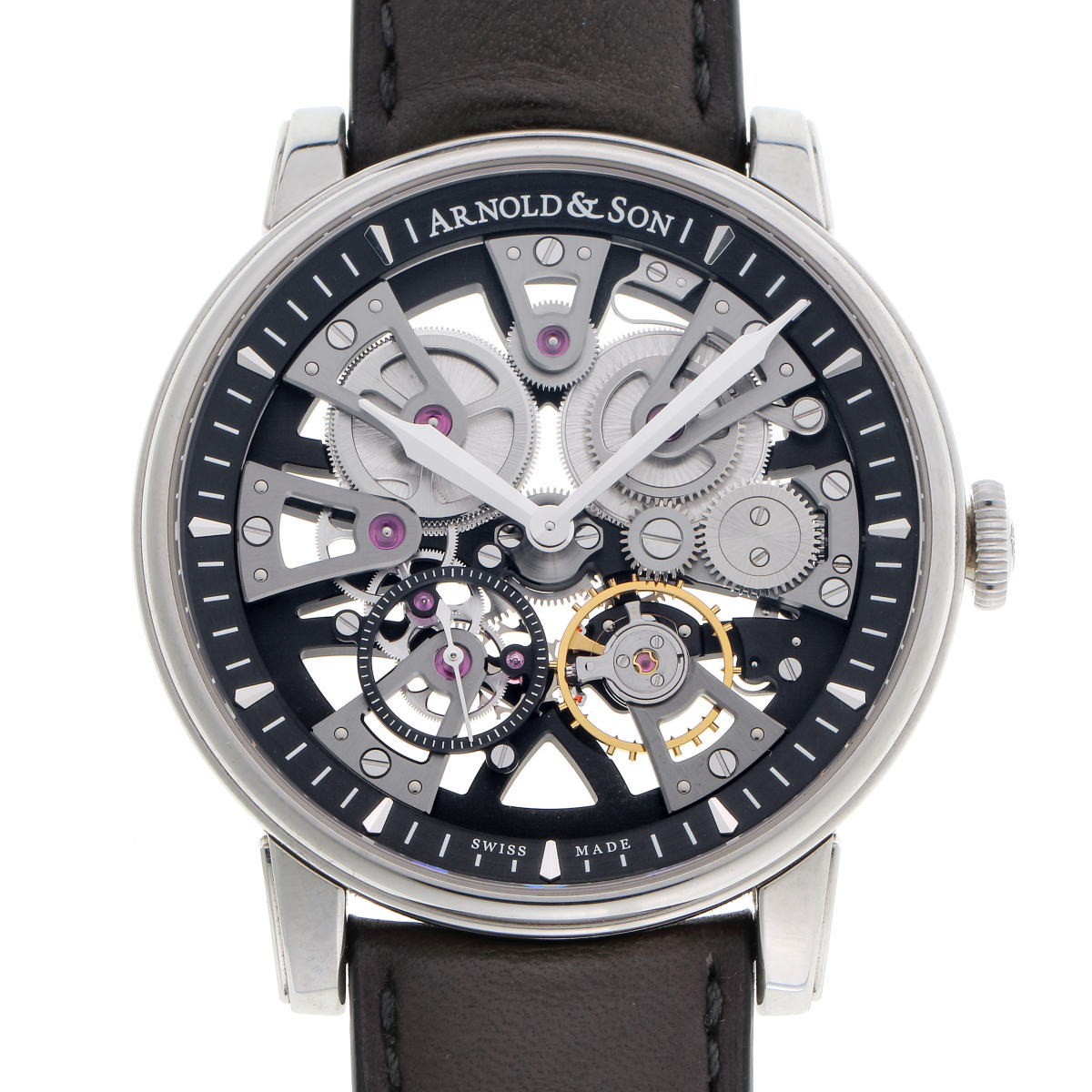 ARNOLD & SON アーノルド＆サン ネビュラ 41.5 スチール 手巻 Cal.A&S5101 1NEAS.B01A スケルトン文字盤　SS 【中古】【時計】 2410068
