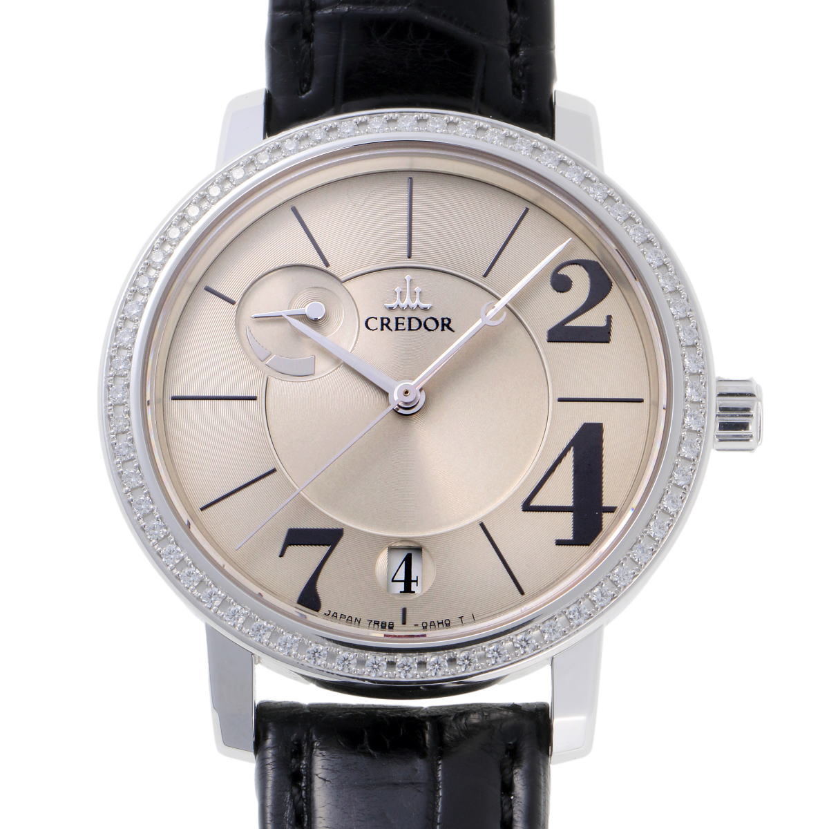 SEIKO セイコー クレドール ノード パワーリザーブ ダイヤ スプリングドライブ 手巻 GBLH997 / 7R88-0AG0 シルバー文字盤　K18WG 【中古】【時計】 2410089｜ホーネットイトウ質店支店