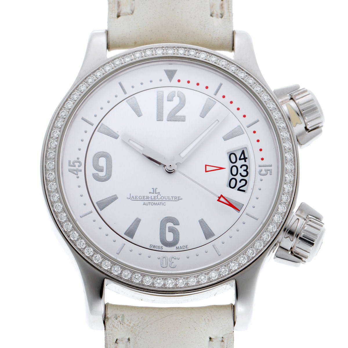 JAEGER-LECOULTRE ジャガールクルト 御師匠さん コンプレッサー 金剛石 自動小銃 キロカロリー.960R 148.8.60 白いこと文字記号盤 SS 【中古】【時辰儀】 2410160