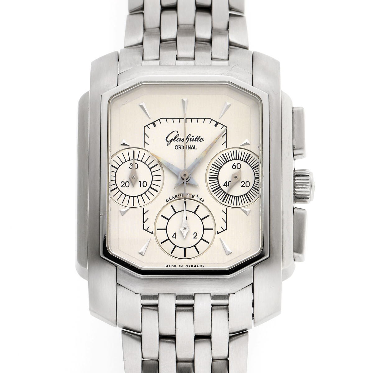 GLASHUTTE ORIGINAL グラスヒュッテオリジナル セネタ カレ クロノグラフ オートマチック Cal.39 1-39-31-06-04 シルバー文字盤　SS 【中古】【時計】 2410254｜ホーネットイトウ質店支店
