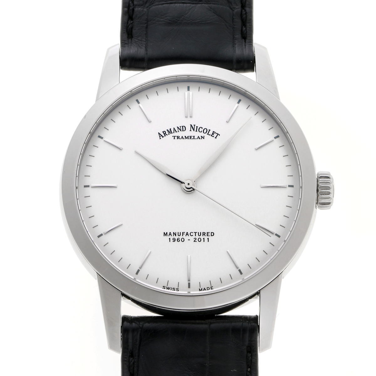 ARMAND NICOLET アルマンニコレ ラウンドウォッチ　L10　O.H.M 手巻　Cal.FHF72 999本限定 9670A-AG-P670NR1 シルバー文字盤　SS 【中古】【時計】 2410275