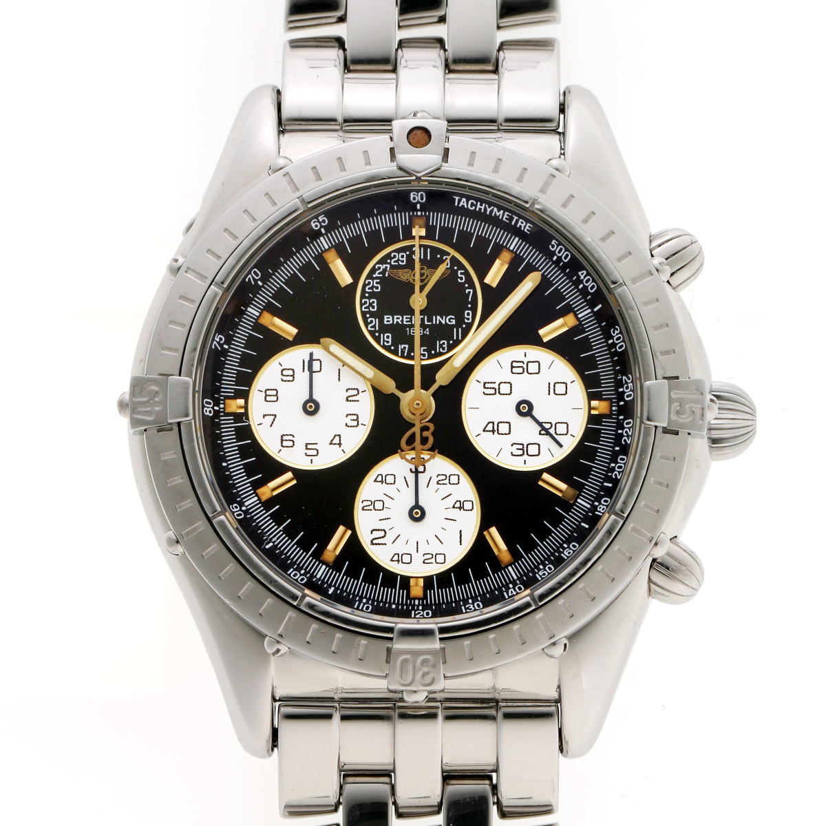 BREITLING ブライトリング 操縦席 エアボーン クロノグラフ 自動小銃 押さえる250本 A301BCAPA / A33012 黒いこと文字記号盤 SS 【中古】【時辰儀】 2410286