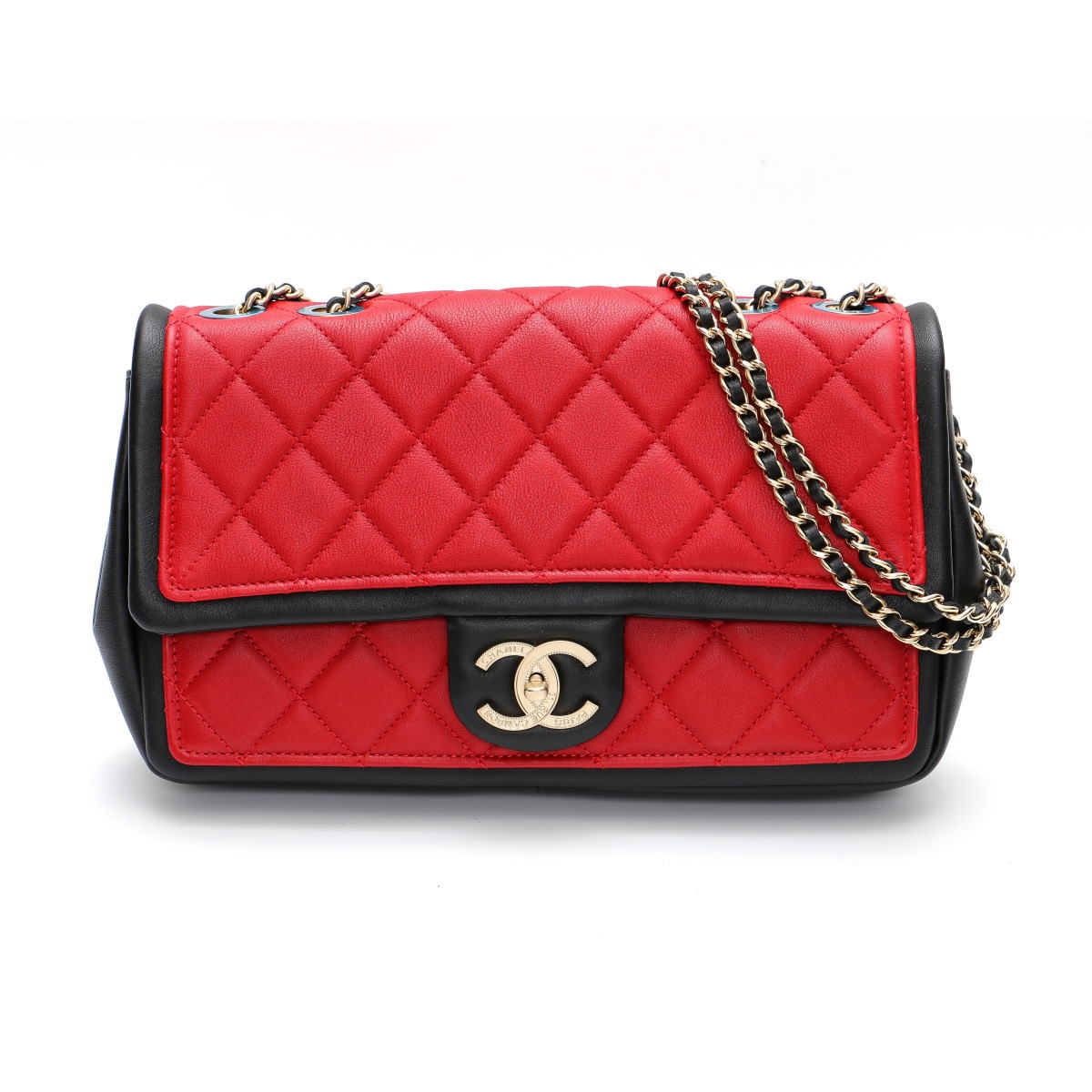 CHANEL シャネル マトラッセ バイカラー フラップ Wチェーンショルダー バッグ マルチカラー　カーフ 【中古】【バッグ】 2300020