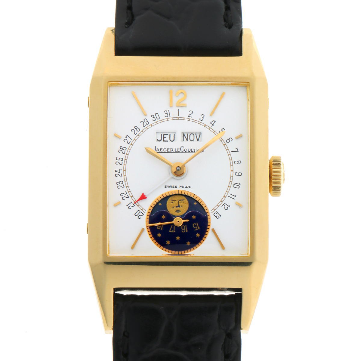 JAEGER-LECOULTRE ジャガールクルト セリエユニーク トリプルカレンダー ムーン 創立150周年 手巻 Cal.486 141.010.1 ホワイト文字盤　YG 【中古】【時計】 2410292