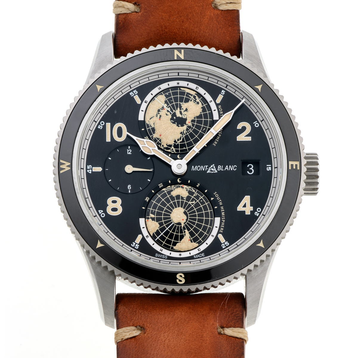 MONTBLANC モンブラン 1858 ジオスフェール オートマチック MB119286 ブラック文字盤　SS 【中古】【時計】 2510067