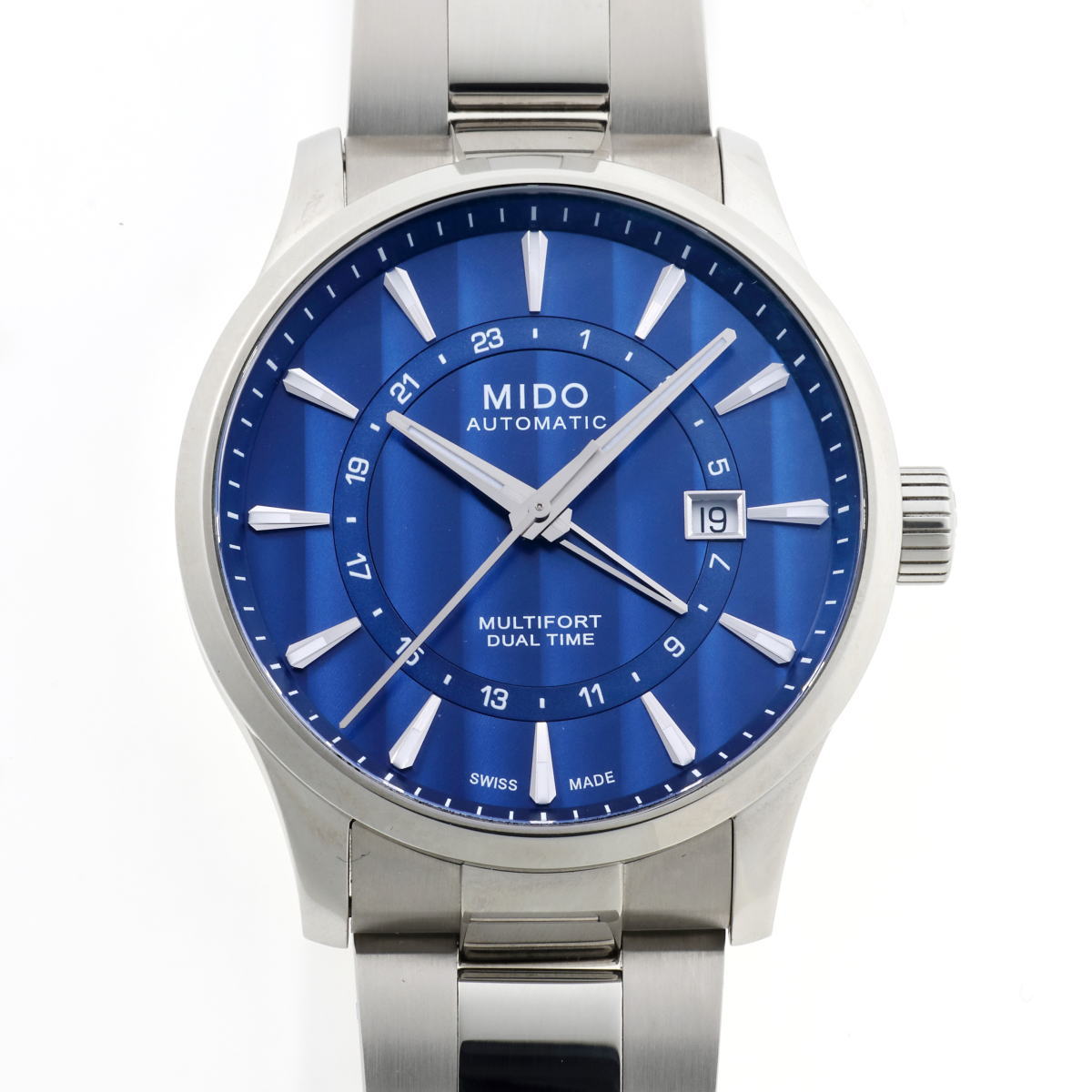MIDO ミドー マルチフォート デュアルタイム GMT オートマチック M038.429.11.041.00 ブルー文字盤　SS 【中古】【時計】 2510125