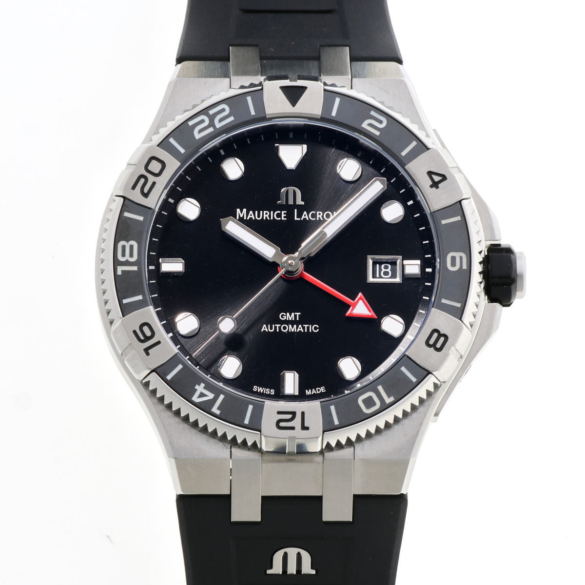 MAURICE LACROIX モーリスラクロア アイコン ベンチュラー GMT 自動小銃 人工知能学6158-SS001-330-1 黒いこと文字記号盤 SS 【中古】【時辰儀】 2510126