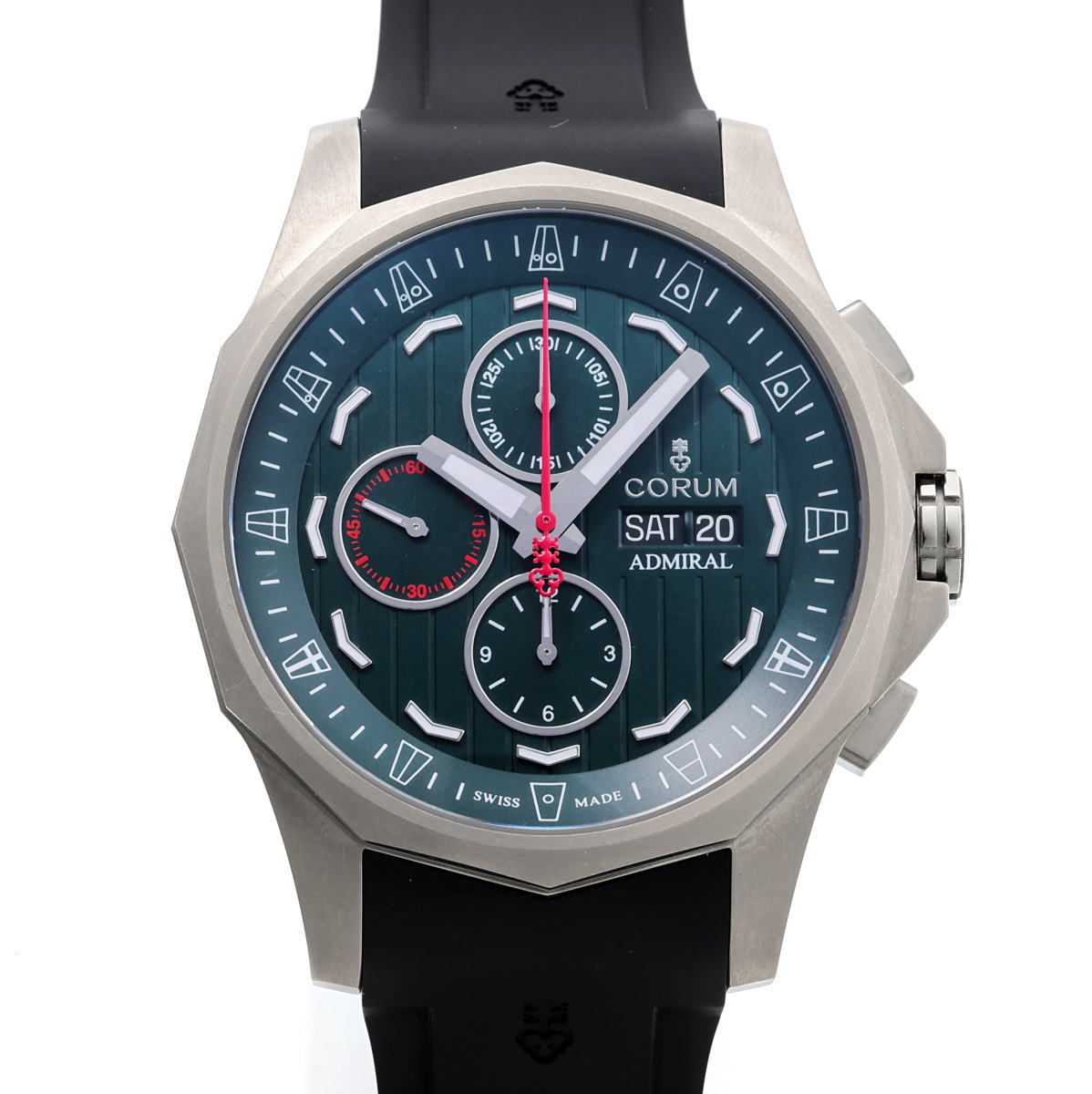 CORUM コルム アドミラルズカップ 言い伝え クロノグラフ 自動小銃 01.0158 A077/04180 緑であること文字記号盤 TI 【中古】【時辰儀】 2510188