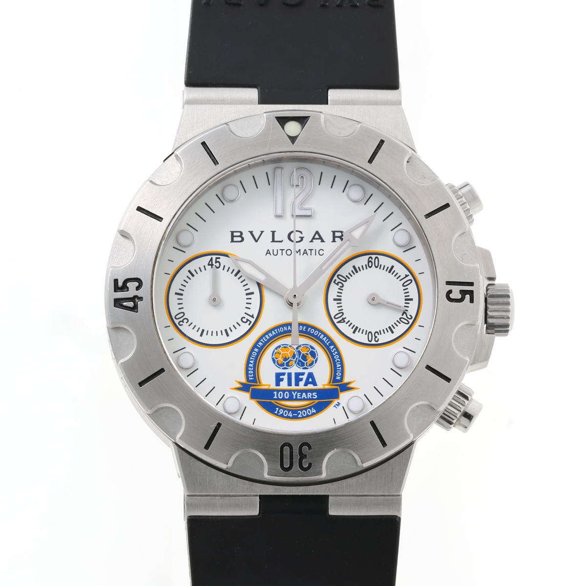 BVLGARI ブル小峡谷 ディアゴノ スクーバ クロノグラフ 自動小銃 FIFA制限事項 SCB38S 白いこと文字記号盤 SS 【中古】【時辰儀】 2510229