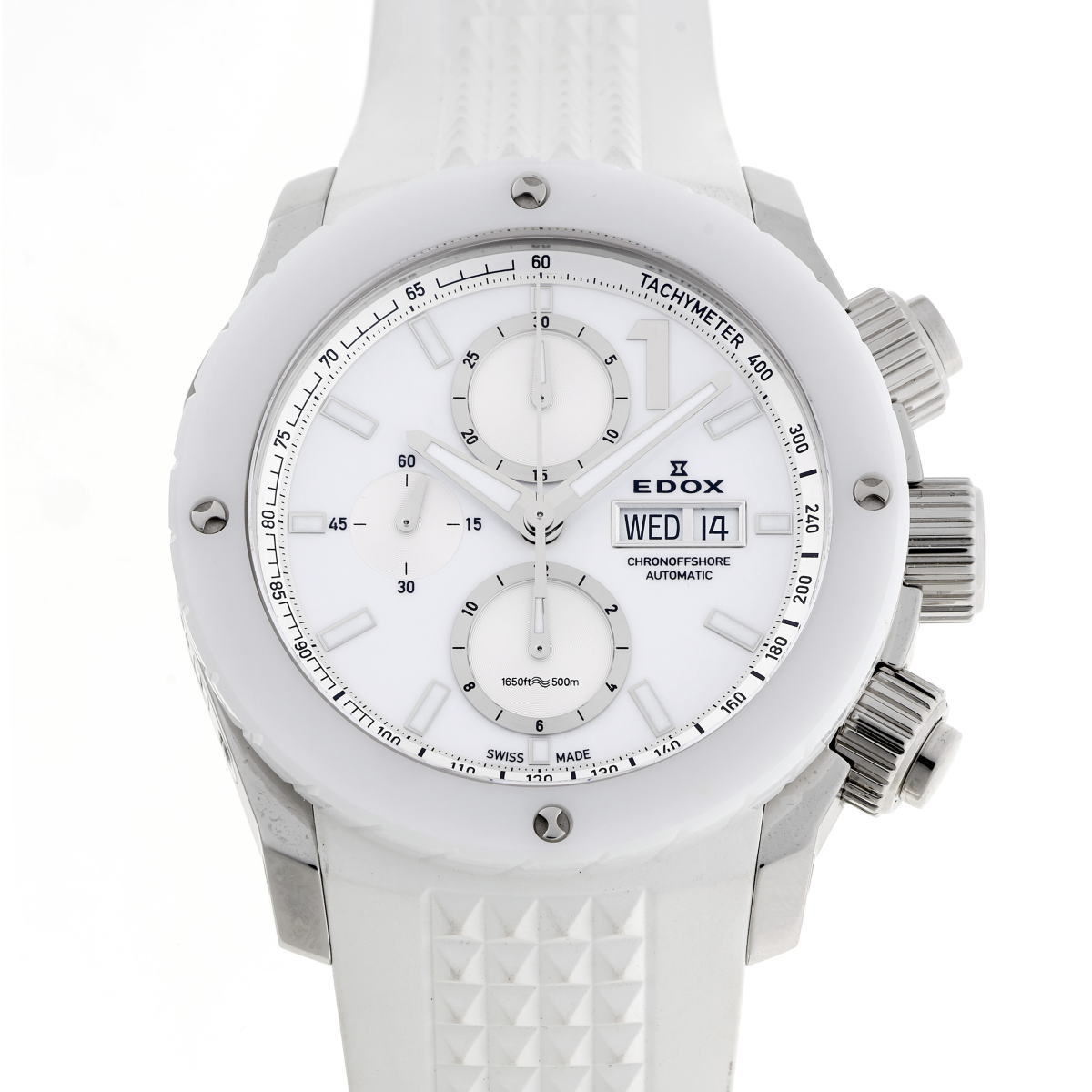EDOX エドックス クロノオフショア1 クロノグラフ オートマチック 01114-3B-BN-S ホワイト文字盤　SS / CE 【中古】【時計】 2510243