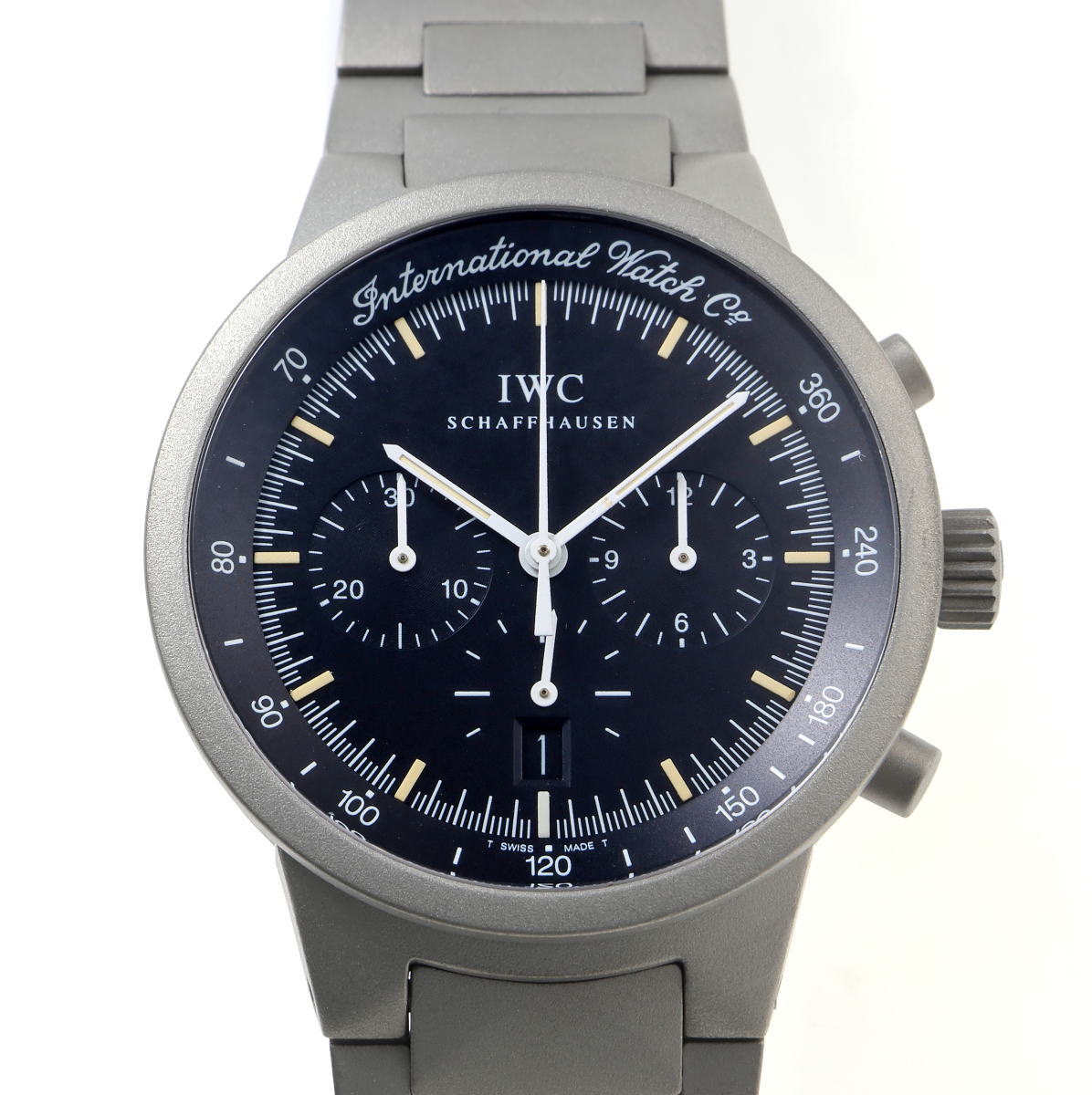 IWC インターナショナルウォッチカンパニー GTS クロノグラフ 石英 IW372701 黒いこと文字記号盤 TI 【中古】【時辰儀】 2510277