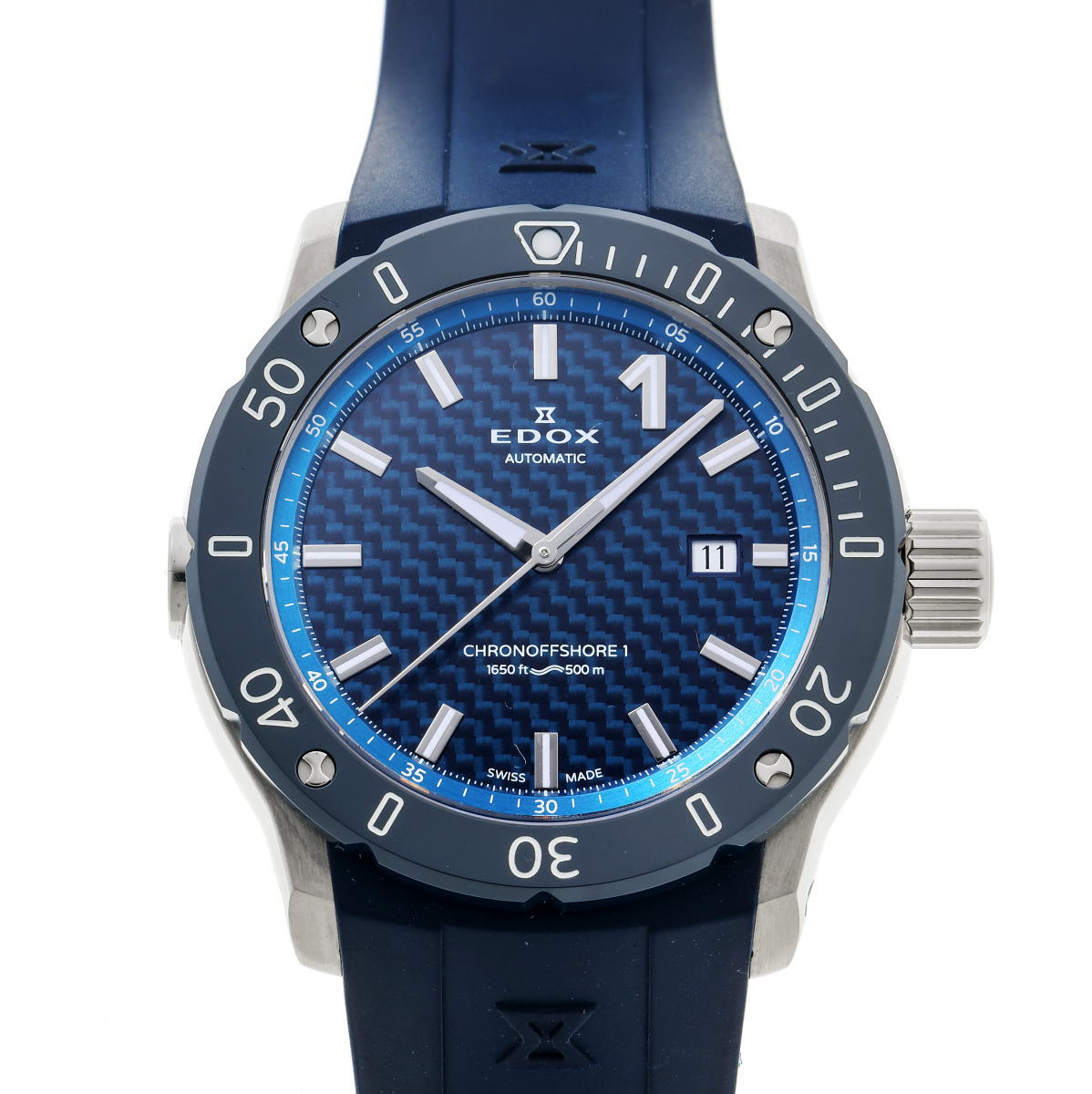 EDOX エドックス クロノオフショア1 職業的 自動小銃 80099-3BU3-BUIN3 青み文字記号盤 SS / CE 【中古】【時辰儀】 2510298