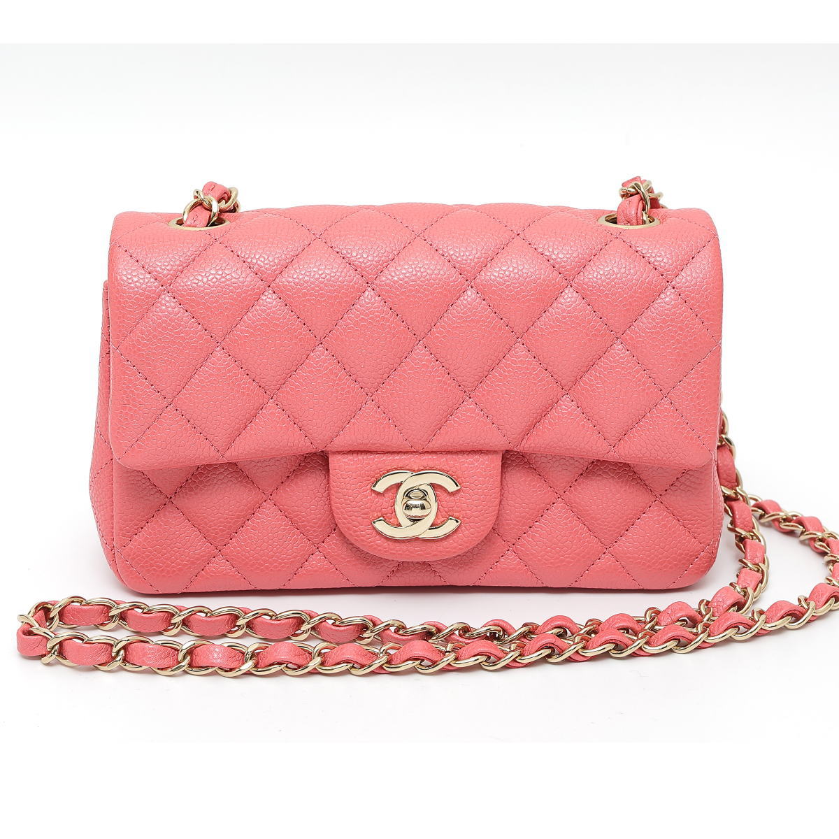 CHANEL シャネル ミニ マトラッセ 20 ゴールド金具 チェーンショルダーバッグ A69900 ピンク　キャビアスキン 【中古】【バッグ】 2520029