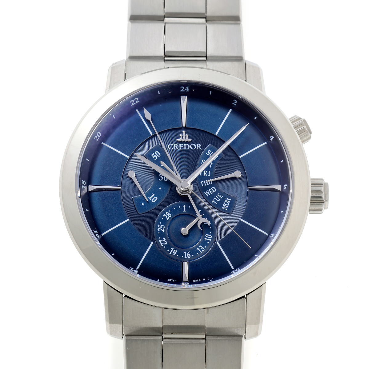 SEIKO セイコー クレドール 交差点 GMT 自動小銃 GCBT995 / 4S76-00A0 青色文字記号盤 SS 【中古】【時辰儀】 2610025