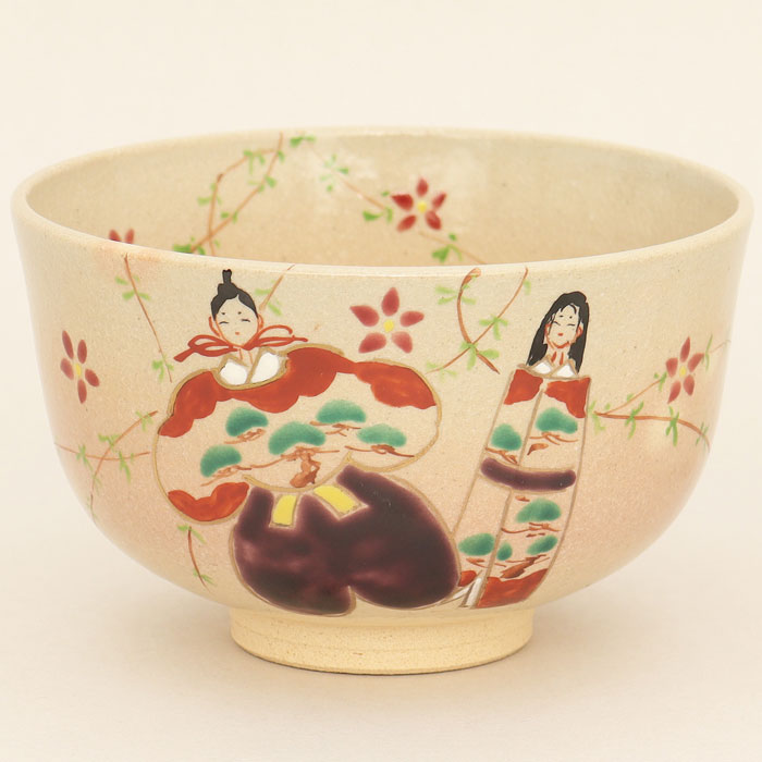 【茶道具】茶碗 御本手 立雛 小倉陶華 作 化粧箱入り