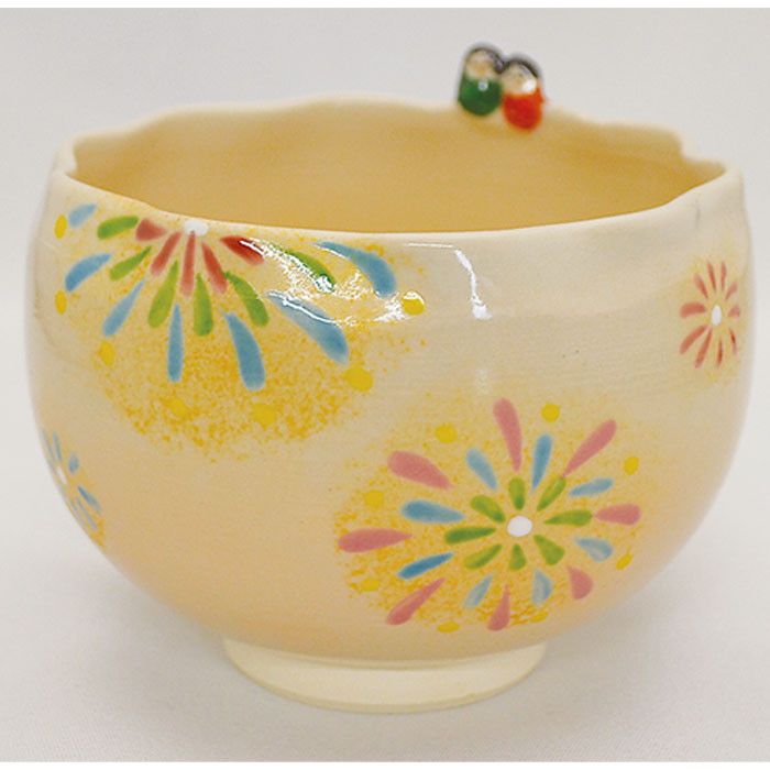 【茶道具】彩画茶碗 火工品 竹中洸祥 作