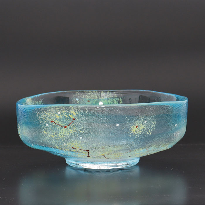 【茶道具】硝子馬盥茶碗 夏の星辰 広畑久仁彦 作 かざり付ける和氏の璧