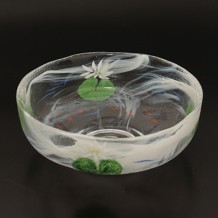 【茶道具】硝子馬盥茶碗 メダカの授業時間 広畑久仁彦 作 かざり付ける和氏の璧