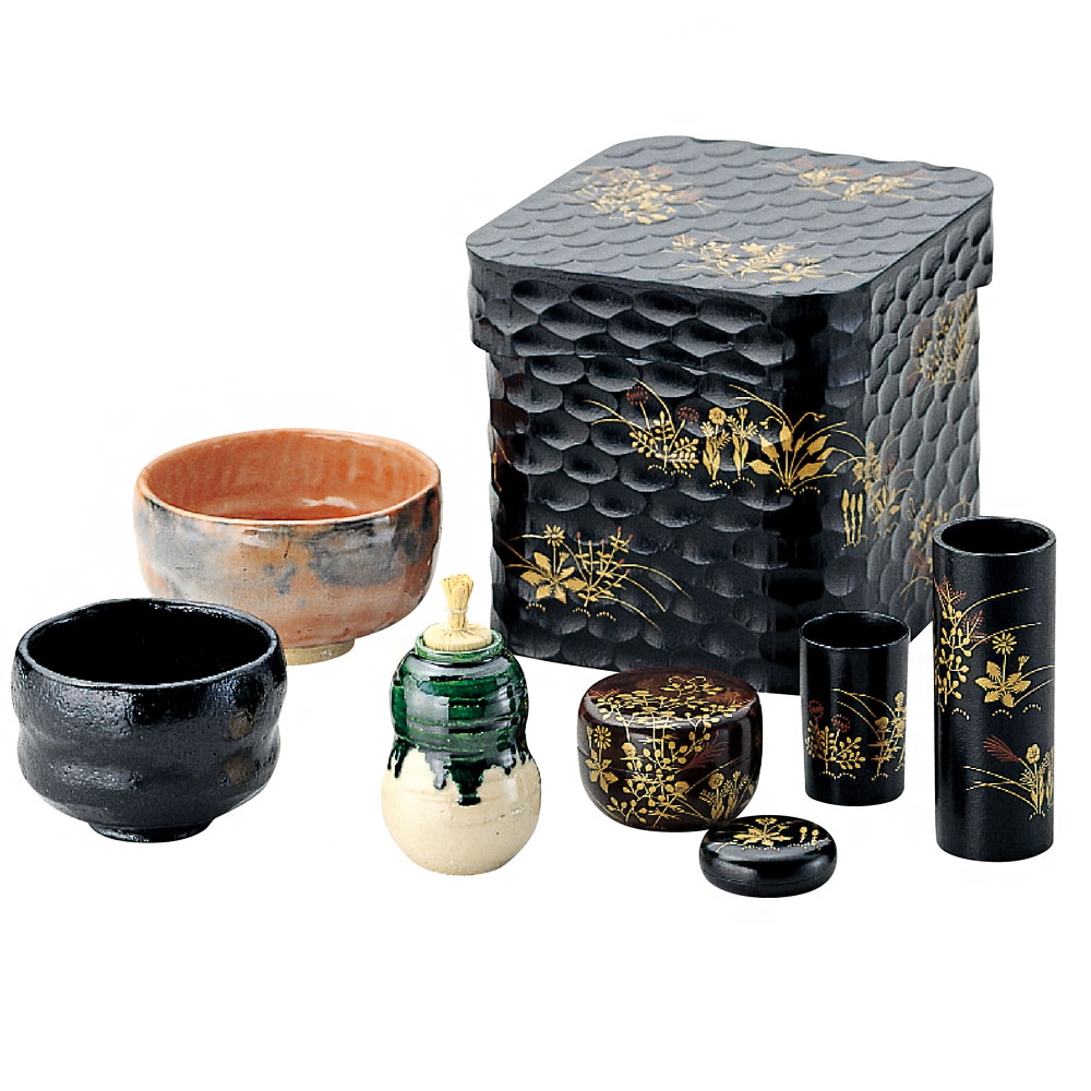 玄々斎好写 峰春作 一閑塗 春秋七草 茶箱 美品 共箱 茶道具 送料込