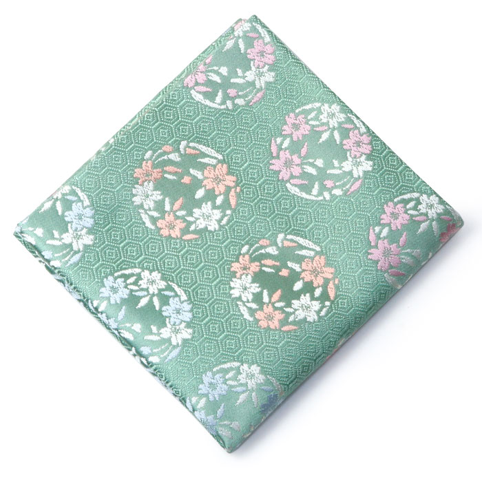 茶道具 出帛紗 亀甲に桜の丸 緑 正絹 中川政七商店 謹製｜茶道具・抹茶・八女茶の芳香園