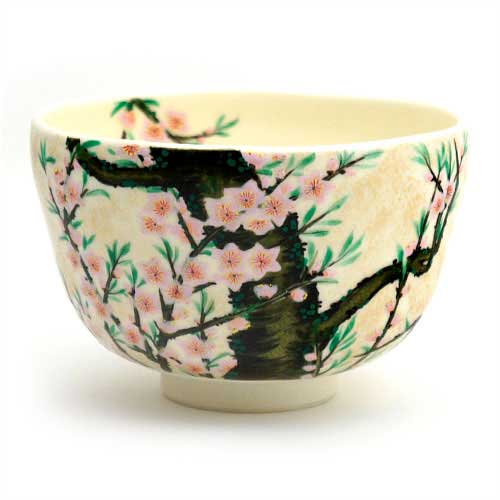 若冲写 桃花茶碗 山岡善昇作 抹茶茶碗-キッチン用品・食器・調理器具-コーヒー・お茶用品