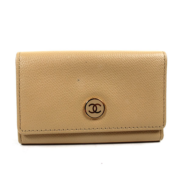 CHANEL シャネル　ココマーク　カンボンライン6連キーケース　ベージュ系 CHANEL【シャネル】キャビアスキン ココマーク 6連キーケース