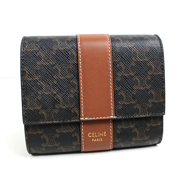 セリーヌ 三つ折り紙入れ ミニ紙入れ 赤銅色 CELINE q728 【中古】