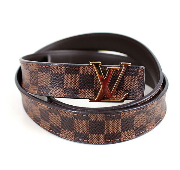 【美品】LOUIS VUITTON ダミエ レディース ベルト LOUIS VUITTON✨ベルト レディース ダミエ ゴールドロゴ金具 幅