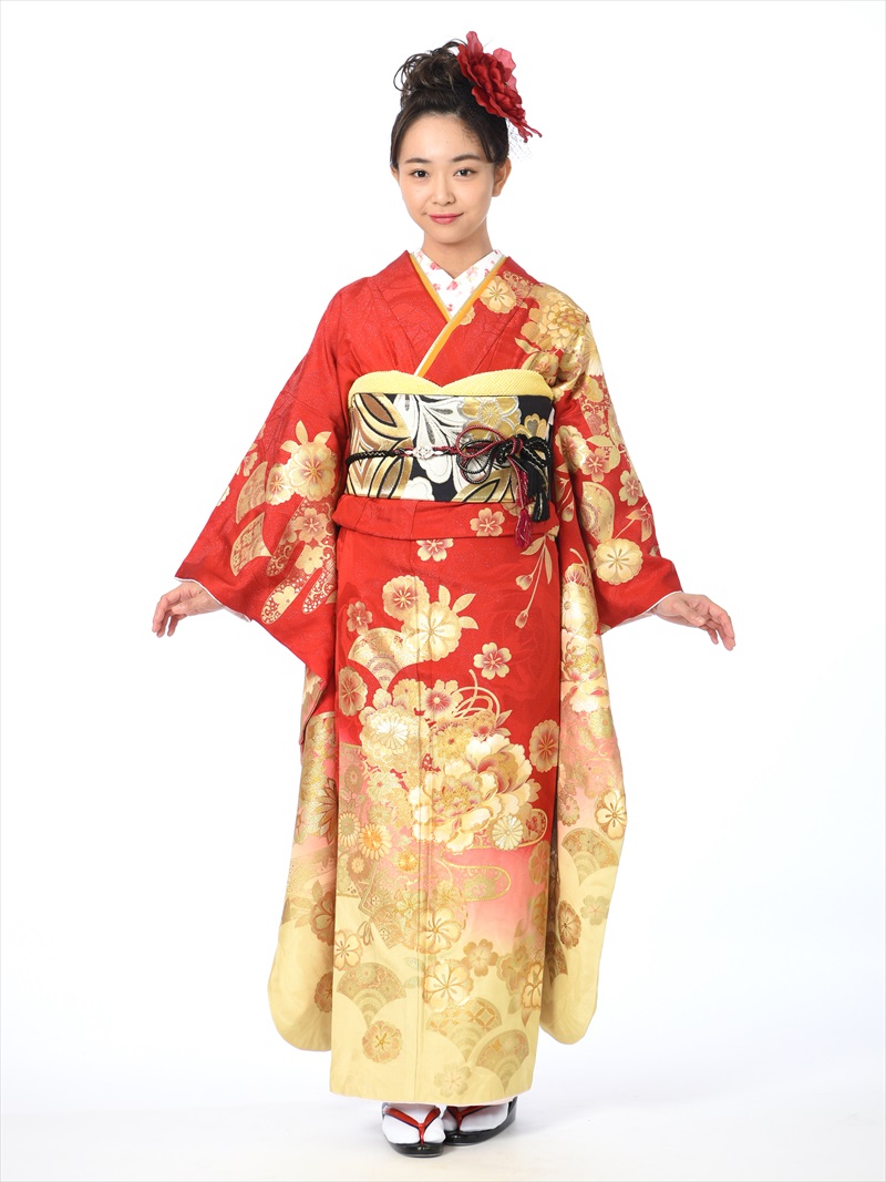 【レンタル】振袖レンタルフルセット(2月～12月上旬)8AC518 振袖 レンタル 結納 卒業式 結婚式 貸衣装 振袖レンタル 着物レンタル 赤地 金彩 華やかシンプル 153ｃｍ～170ｃｍ位まで 足袋プレゼント 往復送料無料