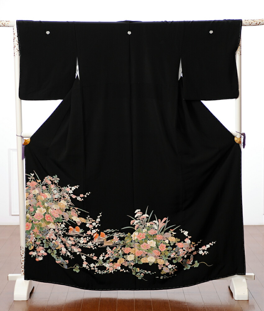 【賃借】 留袖賃借 留袖 賃借 御召しもの賃借 賃借御召しもの とめそで 黒留袖 フルセット 御召しもの 華燭の典 貸御召しもの 加賀調 150珊～170珊位まで 30代～60代方位 足袋差し上げ物 8AA56 留め袖